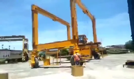 Gru a cavalletto per yacht con paranco per barche stanca in gomma Rtg completamente idraulica